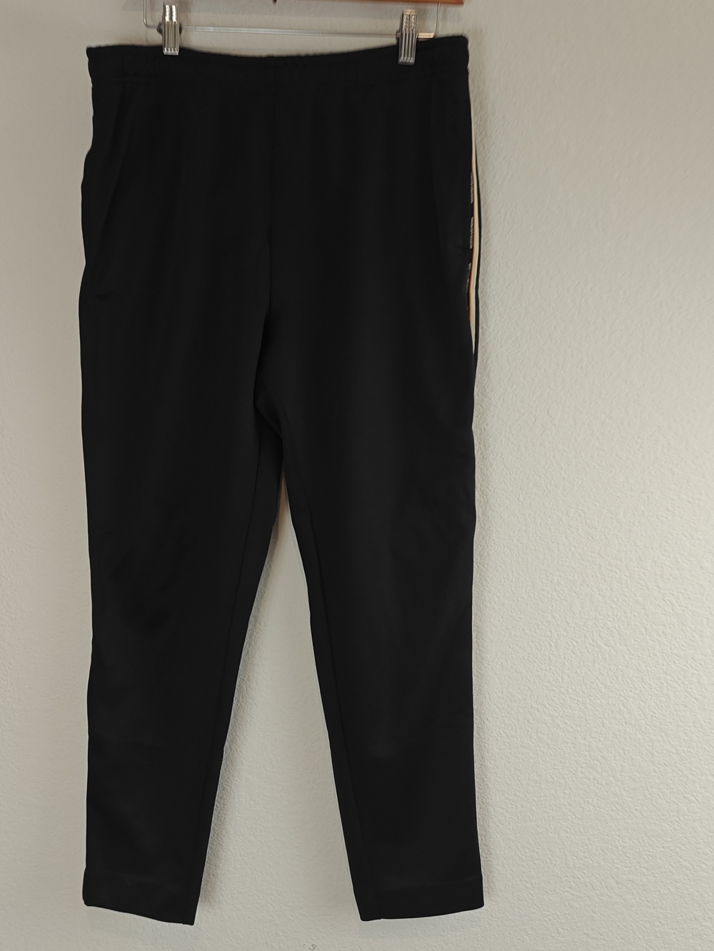 Scotch & Soda Black Track Pants Striped Side Tape Drawsring Tapered Athleisure L